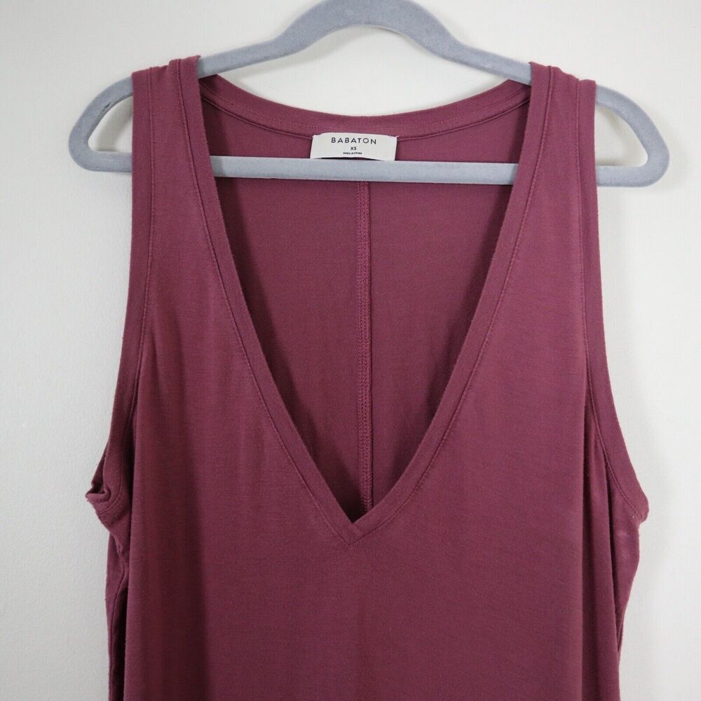 Aritzia Babaton Size XS Zayn Tank Top Jersey V-Neck Plum Purple - Picture 3 of 9